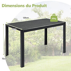 Avis Helloshop26 Table de jardin rectangulaire de 200 cm pour 6 personnes table en rotin cadre en métal robuste table à manger marron 20_0009425