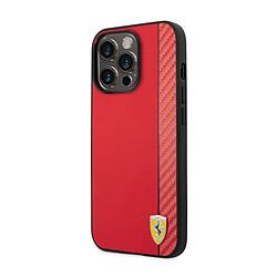 Avis Ferrari Coque pour iPhone 14 Pro Design Élégant Effet Carbone Rouge / Noir