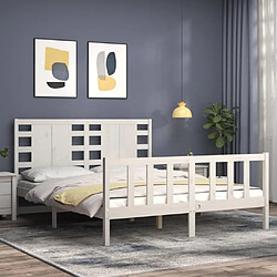 Avis Maison Chic Cadre/structure de lit avec tête de lit pour adulte - Lit Moderne Chambre blanc King Size bois massif -MN52150