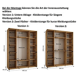 Abiks Meble Armoire DAVOS 1 À Portes Coulissantes 235,2/190/45 3 Portes pas cher