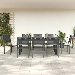 vidaXL Ensemble à manger de jardin 9 pcs noir textilène et acier