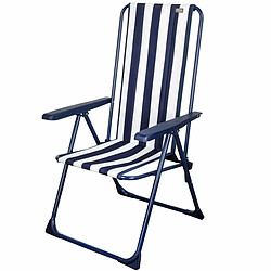 Chaise Pliante Aktive Blanc Blue marine A rayures 46 x 101 x 59 cm (4 Unités)