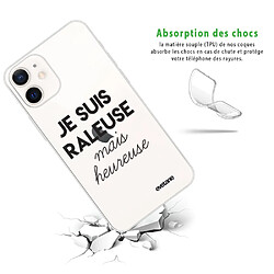 Avis Coque iPhone 12 mini souple transparente Raleuse Mais Heureuse Motif Ecriture Tendance Evetane