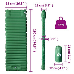 Acheter vidaXL Matelas de camping autogonflant avec oreiller 1 personne vert