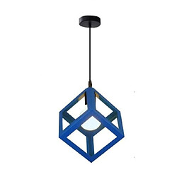 Stoex Lustre Suspension Contemporain en Cage Cube fer Luminaire E27 Bleu