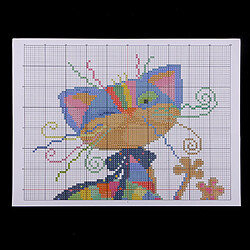 Acheter chat coloré motif de diagramme de point de croix needlecaft pour débutant 11ct 32x42cm