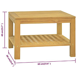 vidaXL Table basse 60x60x40 cm Bois massif de teck pas cher