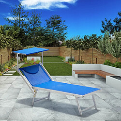 Avis Beach And Garden Design 20 Bain de soleil professionels lits de plage transats aluminum Italia, Couleur: Bleu