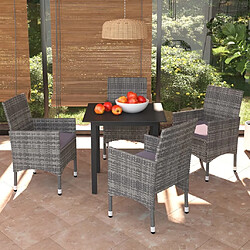 Maison Chic Mobilier à dîner 5 pcs de jardin avec coussins - Ensemble table et chaises d'extérieur - Salon/Mobilier de jardin classique Résine tressée Gris -MN38164