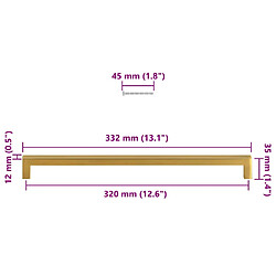 vidaXL Poignées d'armoire 5 pcs doré 320 mm acier inoxydable pas cher