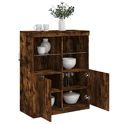 Maison Chic Commode Buffet - Meuble de rangement avec lumières LED chêne fumé 81x37x100 cm -GKD47075 pas cher