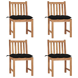 Maison Chic Lot de 4 Chaises de jardin,Fauteuil d'extérieur avec coussins Bois de teck massif -MN98090