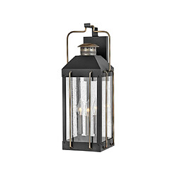 Elstead Lighting Applique murale extérieur Hinkley Aluminium,laiton,verre grainé transparent Noir texturé avec bronze bruni