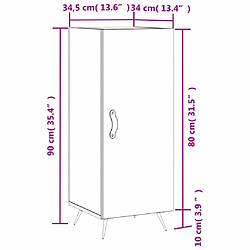 vidaXL Buffet Sonoma gris 34,5x34x90 cm Bois d'ingénierie pas cher