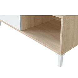 Pegane Table basse coloris chêne canadien / blanc artic - Hauteur 40 x longueur 100 x Profondeur 50 cm