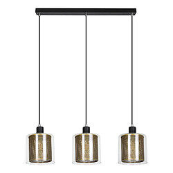 NETTLIFE Suspension métal noir doré E14 Diam.171,5 cm vintage industrielle verre 3 lampes pour salon, bureau, salle à manger