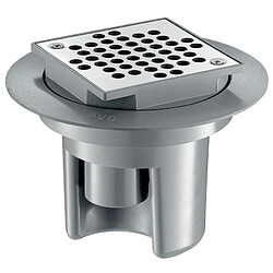 siphon de sol - 100 x 100 mm - hauteur réglable jusqu à 80 mm - grille inox - corps pvc - delabie 682001