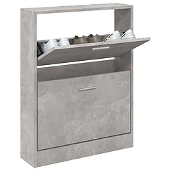 Avis Maison Chic Armoire à Chaussures Gris béton,Meuble de Rangement à Chaussures 59x17x81 cm Bois d'ingénierie -MN64275