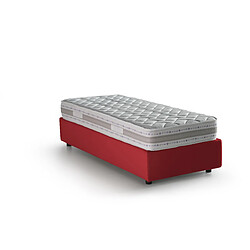 Autrement Talamo Italia Silvia lit simple avec conteneur, Made in Italy, en tissu déhoussable, 80x190 cm, avec ouverture frontale, Rouge, avec matelas inclus.