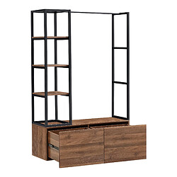 Helloshop26 Portant à vêtements métal MDF 180 x 120 x 40 cm noir effet noyer 03_0008130