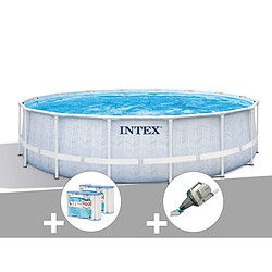 Kit piscine tubulaire Intex Chevron ronde 4,88 x 1,22 m + 6 cartouches de filtration + Aspirateur