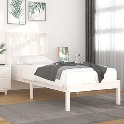 Maison Chic Lit Moderne Chambre - Cadre/structure de lit pour adulte Blanc Bois de pin massif 100x200 cm -MN12821