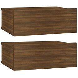 Maison Chic Lot de 2 Tables de chevet murales - Tables de Nuit flottantes Chêne marron 40x30x15 cm