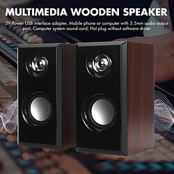 Universal Haut-parleurs câblés Computer Wood Subwoofer Haut-parleurs avec basses de 3,5 mm Stéréo pour ordinateurs portables pour ordinateurs portable ordinateur portable Musique | Haut-parleurs portables (acajou)