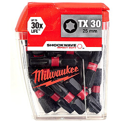 Embouts TX30 SHW 25mm MILWAUKEE - Boite de 25 - 4932430886