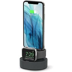 Chrono Mini station de charge double support de charge compatible avec Apple Watch 38 42 40 44 mm série 6 SE 5 4 3 2 1, AirPods 2, 1, iPhone 13, XS Max, XR et plus,(Gris)