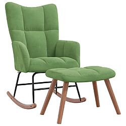 vidaXL Chaise à bascule avec repose-pied Vert clair Velours