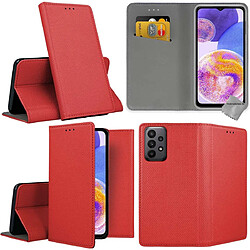 Htdmobiles Housse pour Samsung Galaxy A23 4G / 5G - etui coque pochette portefeuille + film ecran - ROUGE MAGNET