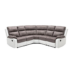 Avis Vente-Unique Canapé d'angle relax gris et blanc en microfibre et simili TOLZANO