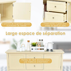 Avis Helloshop26 Console buffet en bois avec 2 tiroirs et 2 placards table basse avec étagère pour salon couloir et bureau coloris beige 20_0008355