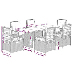 vidaXL Ensemble à manger de jardin et coussins 7 pcs beige poly rotin pas cher