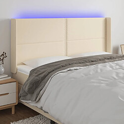 Maison Chic Tête de lit moderne à LED lumineuse pour chambre - Décoration de lit Crème 163x16x118/128 cm Tissu -MN17473