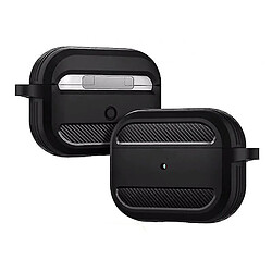 Universal Couverture de boîtier AirPods texturé en fibre de carbone pour AirPods Pro avec porte-clés