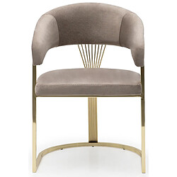 Acheter Vivenla Chaise design en acier chromé doré et revêtement en velours beige collection ALARA L. 55 x P. 55 x H. 85 cm