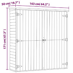 vidaXL Abri à outils de jardin 163x50x171 cm Pinède imprégnée pas cher