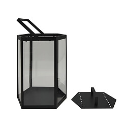 Mobili Rebecca Lot De 2 Lanternes Bougeoirs En Métal Et Pvc Noir Pour Intérieur Et Extérieur Moderne pas cher