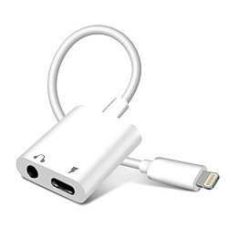 Avizar Adaptateur Audio et Charge Lightning vers Lightning et Jack 3.5 mm Compact Blanc