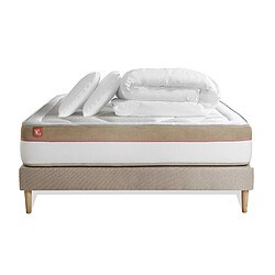 Marmottes & Co Pack prêt à dormir matelas LE COSY 160x200cm Mémoire de forme - Ep. 30cm + sommier kit Beige