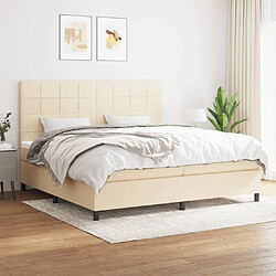 vidaXL Sommier à lattes de lit avec matelas Crème 200x200 cm Tissu