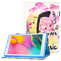 Etui en PU motif de lignes de piqûres avec support et porte-cartes pour votre Samsung Galaxy Tab A 8.0 (2019) SM-T290 (Wi-Fi)/SM-T295 (LTE) - Musique