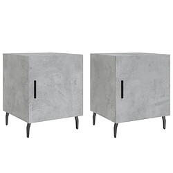 vidaXL Tables de chevet 2 pcs gris béton 40x40x50 cm bois d’ingénierie