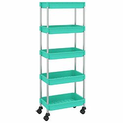 Maison Chic Desserte de cuisine | Chariot de cuisine | Meuble de rangement roulant 5 niveaux Turquoise 42x29x128 cm Fer et ABS -GKD82531