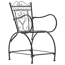 Decoshop26 Lot de 2 chaises de jardin avec accoudoirs balcon terrasse design rustique en métal bronze 10_0002866