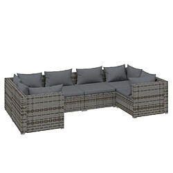 vidaXL Salon de jardin 6 pcs avec coussins résine tressée gris