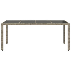 Avis vidaXL Table de jardin dessus en verre Gris 190x90x75cm Résine tressée