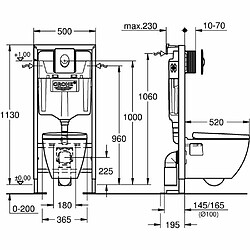 Avis WC encastré GROHE - Céramique - Réservoir 9 L - Abattant frein de chute - Blanc alpin